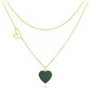 Linawe Collana a cuore verde collana a cuore con ciondolo, collana in oro da donna, gioielli in acciaio inossidabile in oro, set di catene a strati, collana placcata in oro con pendente