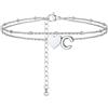 PROSTEEL A-Z Cavigliera a Doppio Strato Cavigliere Argento Cuore Iniziale Alfabeto Braccialetto Donna Resistente al Sudore e alla Corrosione 22+5 CM Cavigliere Ragazza