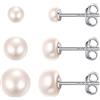 ChicSilver Orecchini Perle Donna in Oro Bianco - Set Argento 925 Taglia 468MM, Eleganti per Ragazza - Idee Regalo Compleanno/Matrimonio/Anniversario/Laurea