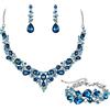 EVER FAITH Parure di gioielli da matrimonio, collana e orecchini, 3 pezzi, set da donna austriaca cristallo goccia d'acqua cluster di chiaro tono d'argento, Vetro, Nessuna pietra preziosa