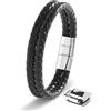 SERASAR 20cm Argento Braccialetto Uomo Cuoio Aggiustabile Regolabile Magnetico Inox Bracciali Braccialetti Perline Bigiotteria Bracialetto Cinturino Braciale Bambino Bracelet Corda Braciale Nere Accessori
