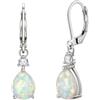 EVER FAITH Petite creati opale goccia d'acqua orecchini pendenti per le signore ragazze, glamour cubico zircone ottobre Birthstone Teardrop Leverback bianco tono oro, Zirconia cubica Opale,