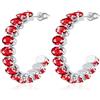 Linawe Orecchini a cerchio da appendere in argento rosso rubino, gioielli alla moda da donna in acciaio inossidabile, orecchini pendenti ipoallergenici con pietra in oro bianco