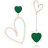 Linawe Orecchini Pendenti Verdi, Orecchini a Cuore in Oro Rosa, Orecchini in Acciaio Inossidabile da Donna, Gioielli di Moda per l'Amante
