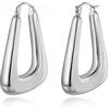 HUGE TOMATO Orecchini a forma di U Huggie Dangle Hoop | Orecchini a goccia geometrici placcati in oro 14 k | Vintage trapezio goccia orecchini | Regali ipoallergenici per donne e donne, Acciaio