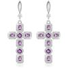 Linawe Orecchini a croce da appendere in argento, orecchini da donna, pendenti a croce con strass di cristallo, orecchini in moissanite con pietra portafortuna, oro bianco, gioielli alla moda