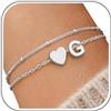 J.Fée Bracciale Donna Argento 925, Bracciali Con Iniziali Bracciale Personalizzato, Bracciali Donna A Strati A Forma Di Cuore, Gioielli Eleganti Regali Donne, Iniziali G Argento