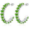 Linawe Orecchini a cerchio in argento verde con peridoto, da donna, in acciaio inossidabile, gioielli alla moda, oro bianco, senza nichel
