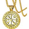 FaithHeart Bussola Vichinga Collana Runica Ciondolo Traforato Misteriose Rune Vichinghe Collana Uomo Acciaio Rune Cultura Vichinga in Argento Nero Oro Regalo