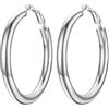 PROSTEEL Orecchini a cerchio da donna, spessore 5 mm, rotondi, 30 mm/40 mm/60 mm/80 mm, in acciaio inox/placcato oro 18 carati, accessorio per donne e ragazze