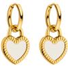 Purelei Orecchini a cerchio a forma di cuore, in acciaio inox, con ciondolo a forma di cuore su entrambi i lati, colore bianco e nero, impermeabili, design senza tempo, oro, argento o oro rosa