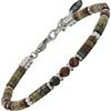 10:10 Bracciale Uomo Pietre Dure Naturali Rondelle 4 MM Acciaio Inox Braccialetto Regolabile Made In Italy (Drago - Tigre Rosso)