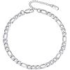 PROSTEEL Cavigliera in Acciaio Inox Cavigliera Donna Larga Argento Cavigliera Catena Argento 25+5cm Regolabile