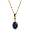 MIORE Collana Donna Oro Giallo 9KT 375, Ovale di Zaffiro Diamante Naturale, Catenina Cm. 45 con Pendente, Ciondolo con Catena anallergico in un Elegante Portagioie