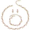 Clearine Set di gioielli da sposa per donne e spose, meravigliosi orecchini a forma di foglia di cristallo per damigella d'onore,