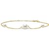 MIORE Bracciale donna con Perle, Catenina In Oro Giallo 14 Kt 585 con 3 Perle naturali passanti, Perle Bianche Coltivate in acqua dolce. Braccialetto con catenina Lungo Cm 17,5 estendibile a Cm 21,5