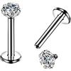 OUFER 16G G23 Tinta Titanio Labret Piercing Internamente Filo Lip Anello Chiaro CZ Trago Helix Piercing Orecchini Cartilagine, Titanio