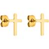 Purelei Tiny Cross - Orecchini a lobo a forma di croce, impermeabili, in acciaio inox, placcati in oro 14 K, argento e oro rosa 18 carati, sobrio pezzo Everyday-Piece, normale, Acciaio inossidabile