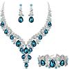 Clearine Set di gioielli da donna per matrimonio con cristalli austriaci a goccia, fiore, collana, orecchini e braccialetto per la maturità, cristallo, Nessuna pietra preziosa