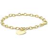 CARISSIMA Bracciale da donna in oro giallo 9 ct con targhetta cuore su catena belcher, 18 cm