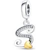 TINSLO Bead Charm Ciondolo Argento Sterling 925 Lettere con Cubic Zirconia Pendenti per Pandora Braccialetti, Compatibile con Braccialetti e Collane europei