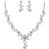 Clearine Set di gioielli per matrimonio da donna Foglia Cluster Fiore Cristalli Ciondolo Collana Orecchini pendenti per Sposa Trasparente Argento-fondo