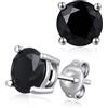 ZDaoBen Orecchini a Bottone Zirconi Cubici in Argento Sterling 925 Diamanti Simulati Ipoallergenici Orecchini Nero Quadrati CZ Piercing Cartilagine Gioielli Regali per Donne Uomini 6 mm