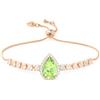 Linawe Braccialetti da donna in peridoto verde, set di braccialetti da tennis con ciondoli in oro rosa, braccialetto da donna con diamanti fossili e cristalli, braccialetto da tennis a catena a mano