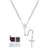 U7 Rosario Collana Uomo con Perline da 6mm Acciaio Inossidabile Colore Argento Crocifisso Collana Uomo Rosario Catena 66cm + 16cm con Scatolina Libretto di Preghiere, Manuale