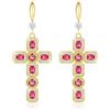 Linawe Orecchini a croce pendenti in oro rosa, set di orecchini da donna, orecchini in cristallo con strass, gioielli di moda placcati in oro, orecchini pendenti a croce