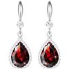 Linawe Orecchini da donna in argento, orecchini pendenti rosso, orecchini in cristallo con diamanti, orecchini alla moda, orecchini pendenti in moissanite