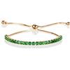 ZAVANA Bracciale Placcato Oro Regolabile da Donna e Ragazza, con Zirconi Cubici Verdi, Bracciali da Donna con Chiusura Regolabile con Perline, Braccialetti Sottili con Pietre Verde Smeraldo