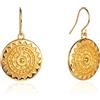 Zavana Orecchini rotondi a forma di mandala, orecchini pendenti con disco mandala. Graziosi orecchini per donne e ragazze con charm mandala, gioielli alla moda di qualità per donne., Ottone