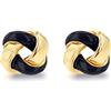 Tuscany Silver Orecchini a perno placcati oro giallo con nodo piccolo e smalto nero da 7.5mm in argento sterling per donna