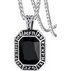 FaithHeart Collana Uomo Vichingo Pendentivo in Ottagono Cristallo Rosso Smeraldo Ossidiana con Rune Vichinghe Accessorio Moda Unico Perfetto per Regalo Stile Personale
