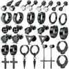 Dochais 16 Paia Orecchini Uomo Acciaio Inossidabile Orecchini a Cerchio Orecchini Pendenti con Croce Piercing Cartilage Zirconi Orecchini Set Punk Orecchino Nero per Uomo Donna