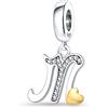 TINSLO Bead Charm Ciondolo Argento Sterling 925 Lettere con Cubic Zirconia Pendenti per Pandora Braccialetti, Compatibile con Braccialetti e Collane europei