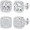 Dochais 2 Paia di orecchini donna uomo argento 925 Placcato Oro 14K orecchini diamante anallergici zirconi cubici rotondi quadrati imitazione diamante per donna uomo