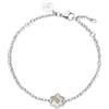 Purelei Bracciale Flourish, Bracciale da donna con ciondolo a forma di fiore, Bracciale in acciaio inossidabile resistente all'acqua, Lunghezza regolabile 16-19 cm (Argento)