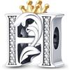 TINSLO Bead Charm Ciondolo Argento Sterling 925 Lettere con Cubic Zirconia Pendenti per Pandora Braccialetti, Compatibile con Braccialetti e Collane europei