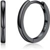 Silvora Orecchini Uomo Cerchio Argento 925, 14mm Orecchini Donna Nero a Cerchio Piccoli per Anniversario Natale Compleanno