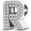 TINSLO Ciondolo Argento Sterling 925 Lettere con Cubic Zirconia Pendenti per Pandora Braccialetti, Compatibile con Braccialetti e Collane europei, perfetto Regali per Moglie e Ragazze KJC165
