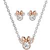 Disney Collana da Donna Minnie Mouse in Cristallo e Orecchini a Bottone - Orecchini Minnie Mouse Placcati in Argento e Collana di Gioielli Abbinati