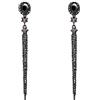 Clearine Orecchini Moda moda Cristallo Ovale Lungo perlina Bar Lampadario pendente Nero Argento-fondo