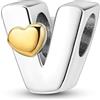 TINSLO Bead Charm Ciondolo Argento Sterling 925 Lettere con Cubic Zirconia Pendenti per Pandora Braccialetti, Compatibile con Braccialetti e Collane europei