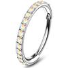 OUFER Piercing Naso 20G 316L Acciaio Chirurgico Anello Naso Rosa Oro Argento Gioiello per Nose Ring 8mm Piercing Nostril CZ Iridescente Lobe Labret Ring Hoop per Donne