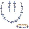 EVER FAITH Set di gioielli in cristallo elegante marquisa e rotondo taglio a foglia di strass collane, orecchini e bracciale da donna marrone oro,