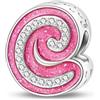 TINSLO Bead Charm Ciondolo Argento Sterling 925 Lettere con Cubic Zirconia Pendenti per Pandora Braccialetti, Compatibile con Braccialetti e Collane europei