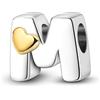 TINSLO Bead Charm Ciondolo Argento Sterling 925 Lettere con Cubic Zirconia Pendenti per Pandora Braccialetti, Compatibile con Braccialetti e Collane europei