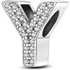 TINSLO Bead Charm Ciondolo Argento Sterling 925 Lettere con Cubic Zirconia Pendenti per Pandora Braccialetti, Compatibile con Braccialetti e Collane europei
